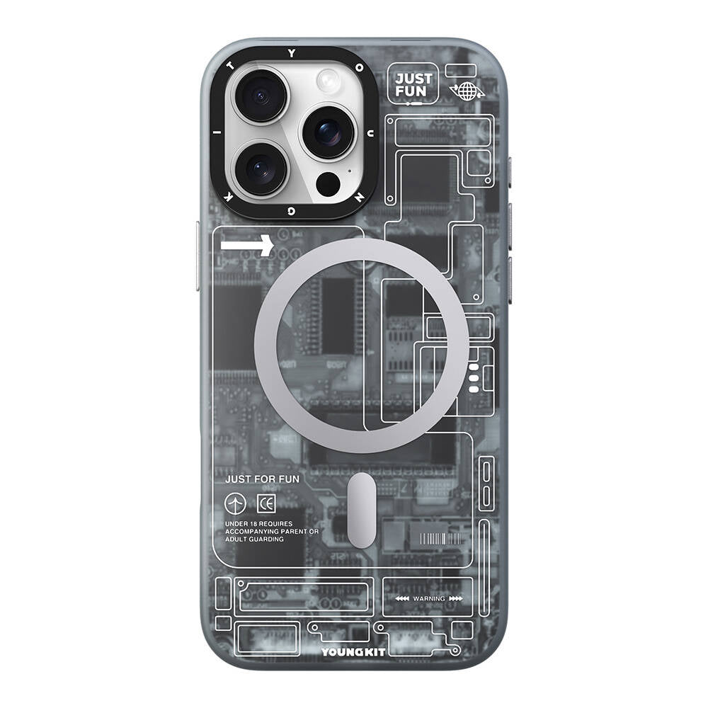 Youngkit Technology Serisi iPhone 16 Pro Max M-safe Şarj Özellikli Kılıf Youngkit Technology Serisi iPhone 16 Pro Max M-safe Şarj Özellikli Kılıf